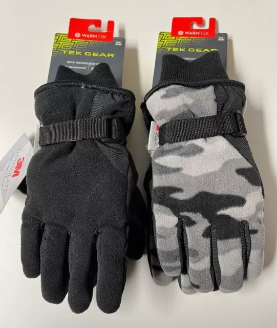 Boy's Tek Gear Microfleece Gloves Size S 4-7 or M/L 8-20 NEW Thinsulate