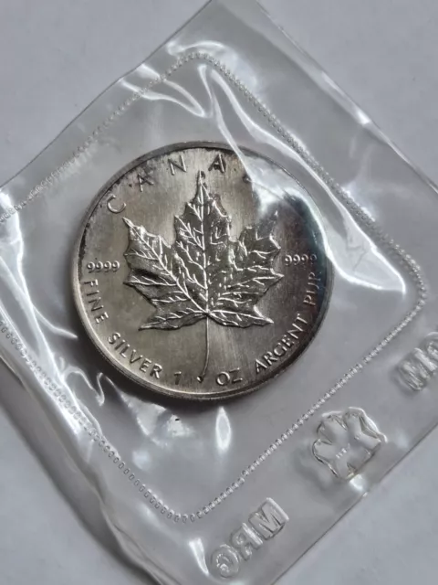 Canada 5 Dollar 1990 Silver Maple Leaf 1 oz. Elizabeth II. 1 Unze Silber Münze