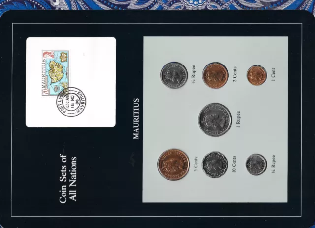 Coin Sets of All Nations Mauritius 1, 1/2, 1/4 Rupee, 10, 5, 2, 1 cents 1978 UNC