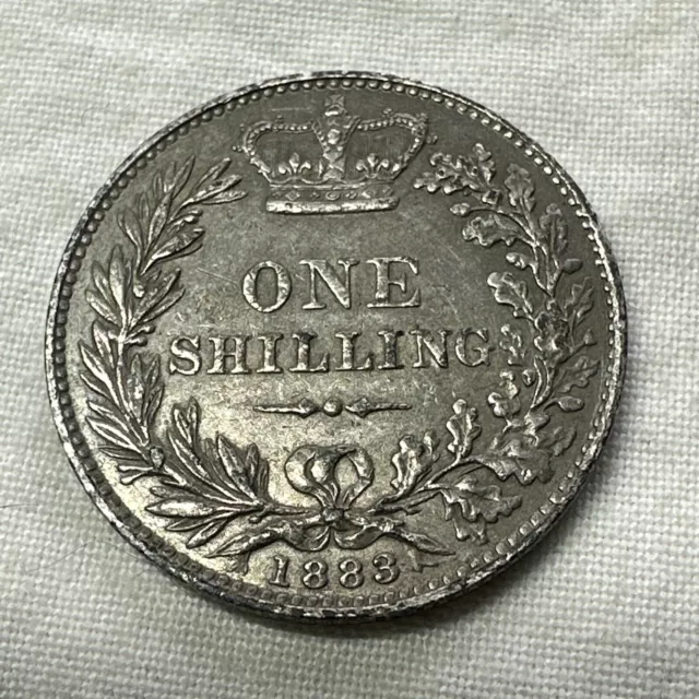 1883 Victorian Silver 0.925 Young Head 1 One Shilling Coin Queen Victoria Old