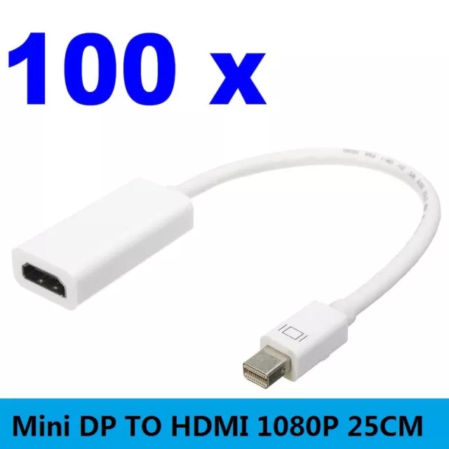 100 x Mini Display Port Thunderbolt DP to HDMI Adapter for MacBook Pro Air Mac