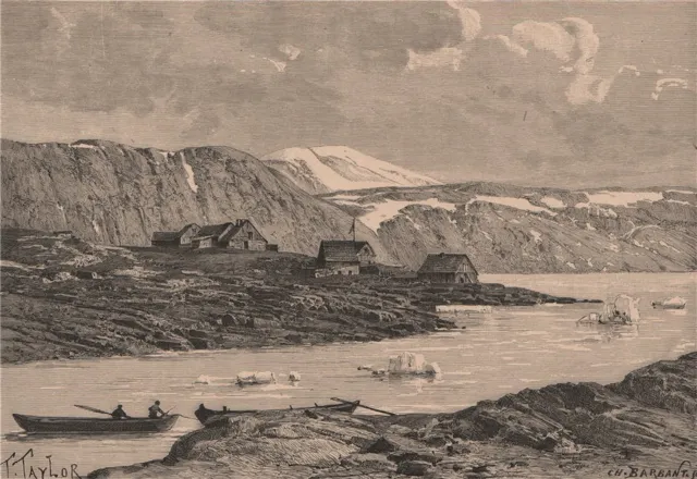 General view of Upernavik. Greenland 1885 old antique vintage print picture