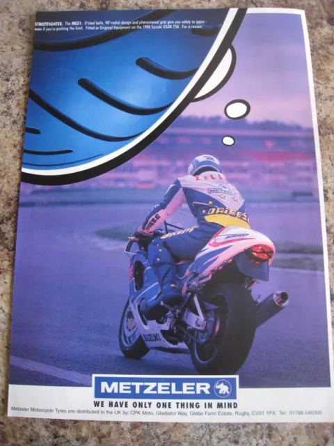 Metzeler Motorcycle Tyres Streetfighter Suzuki Gsxr 750 Advert A4 File 34