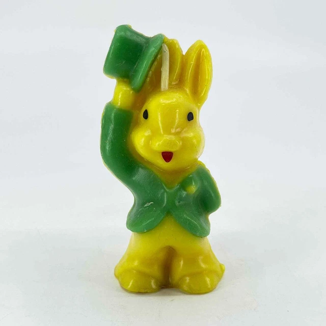 Novedad Gurley Años 50 Vela Conejo de Pascua Sombrero Superior Amarillo Verde SC8