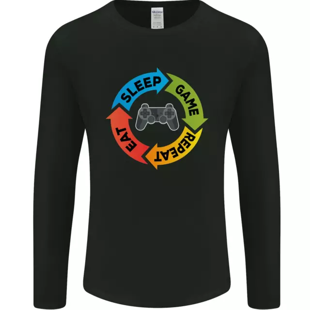 Gaming Eat Sleep Game Repeat Gamer Mens Long Sleeve T-Shirt