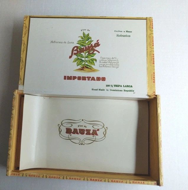 Collectible Wood Cigar Box - Flor de Bauza 25 Robustos DOM REP Hand Made (empty)