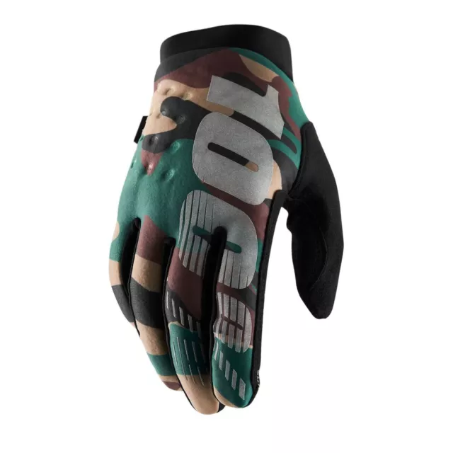 100% Brisker Warm Winter MX Motocross MTB Gloves Cold Weather Thermal Camo Black