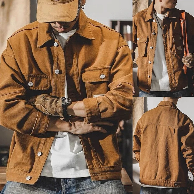 Comfortable and Stylish Men's Jacket with Pocket and Long Sleeve in Brown