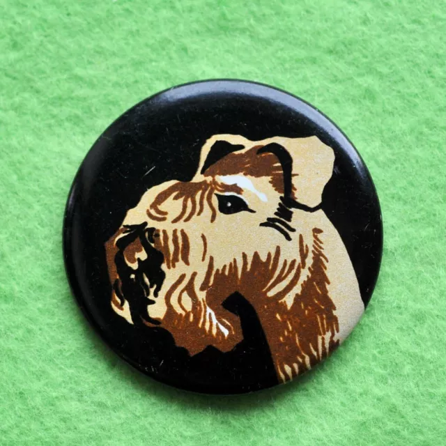 Airedale Terrier Dog Vintage Soviet Union USSR Pin Button Badge 1970s