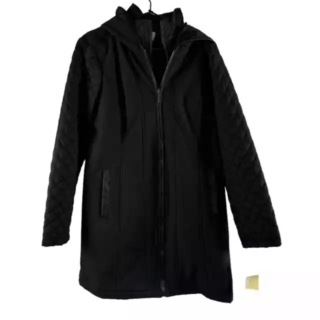 New Michael Michael Kors Womens Hooded Waterproof Anorak Jacket Coat Black Large
