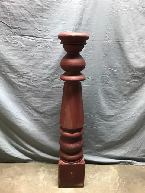Antique Decorative Fluted Newel Post 7x40 Red Staircase Old VTG 1305-23B