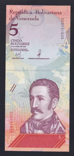 Venezuela 5 Bolivares 2018 P 102 Fds Unc- C-07