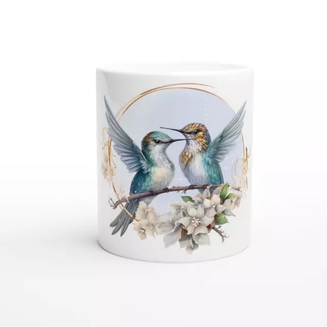 Vogel Tasse Blumen und goldenen Akzenten Keramik  325 ml