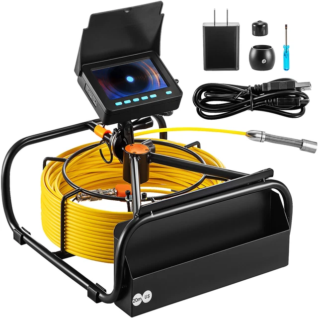VEVOR SEWER CAMERA 4.3 In LCD Monitor 65.6FT/20M HD Drain Pipe