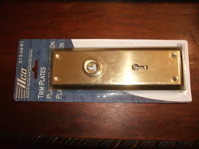 ILCO Skeleton Key Trim Plates (1 Pair). 213-04-51  Steel plated bright  brassNOS