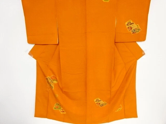 37516# Japanese Kimono / Antique Kimono / Embroidery / Flower & Classical Pa
