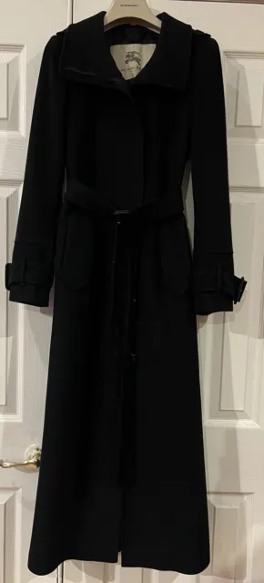 Burberry Black Wool/cashmere Long Coat Size 2