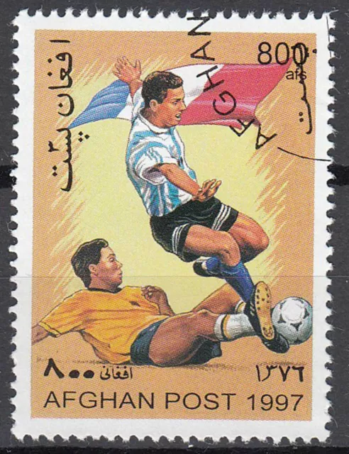 Afghanistan Briefmarke gestempelt Fußball Sport Frankreich Animation 1997 / 29