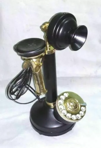 Brass American Landline Telephone Rotary Dial Candlestick Telephone