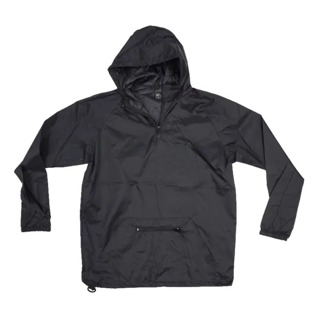 Mens Windbreaker Light Weight 100% Nylon Pullover Hooded Jacket