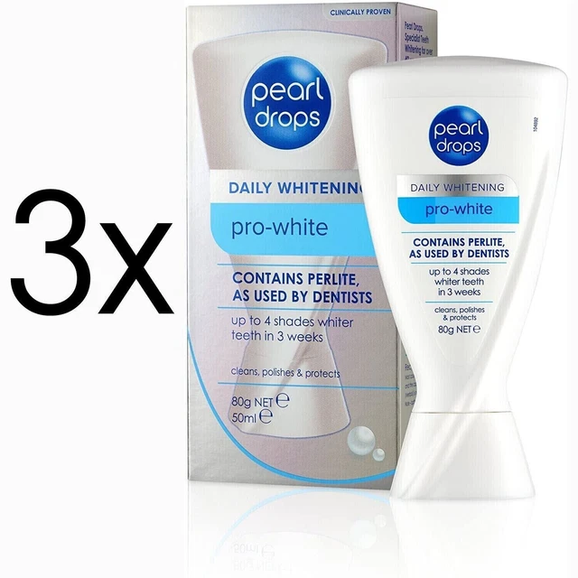 3 X PEARL Drops Daily Pro White Whitening Stain Removal Toothpolish 50m