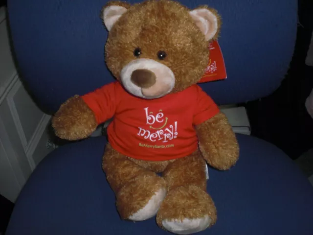 RARE 2011 BUILD-A-BEAR BE MERRY Stuffed Brown Bear Red Shirt New $25.99 ...