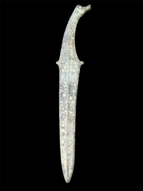 Very rare Ancient Roman 30+cm Bronze Dagger With Unique Animal figure Handle