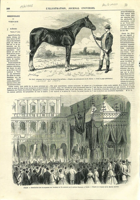 Courses de Longchamps Grand prix de Paris.Tirs Humbert Venise ILLUSTRATION 1868