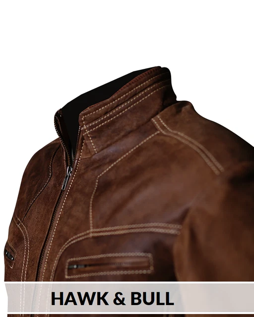 Men's Biker Brown Distressed Vintage Motorcycle Real Leather Jacket Café Racer