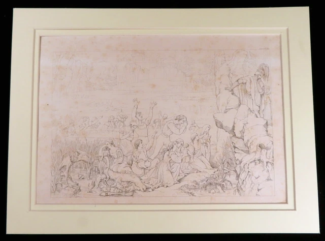 Medieval Landscape The Palace Castle of Indolence Poem Antique Engraving 1845
