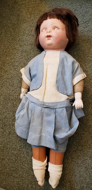 Vintage Antique Composition & Cloth Doll Unmarked 16"