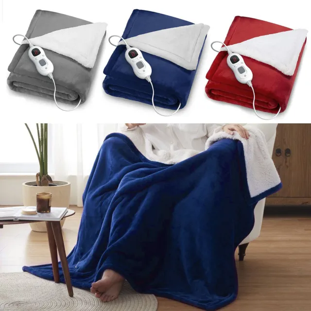Luxurious Electric Heated Throw Soft Fleece Blanket Digital Controller Washable