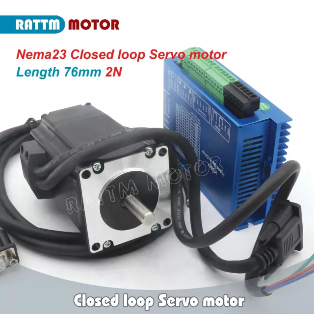 【EU】 2set Nema23 2N.m Closed Loop Servo Motor 76mm + HSS57 Hybrid Driver CNC Kit