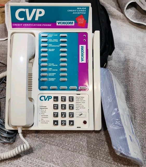 VINTAGE CREDIT VERIFICATION Phone Voxcom system With Carry Case & Slips ...