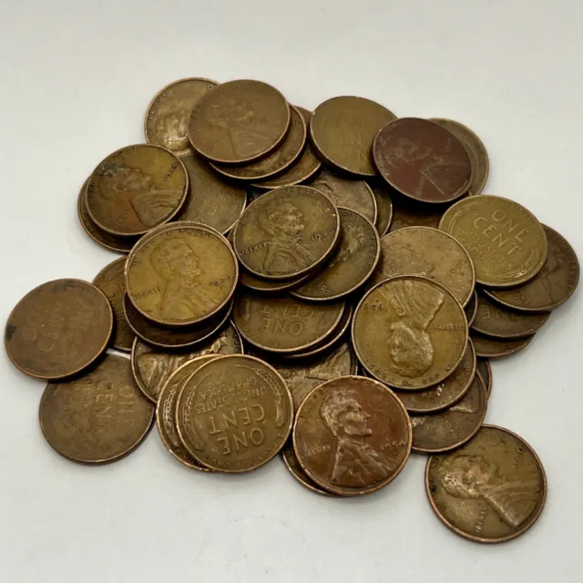 1930-1958-PDS Lincoln Wheat Small Cent Penny 1C - FULL ROLL VG+ OR BETTER #9
