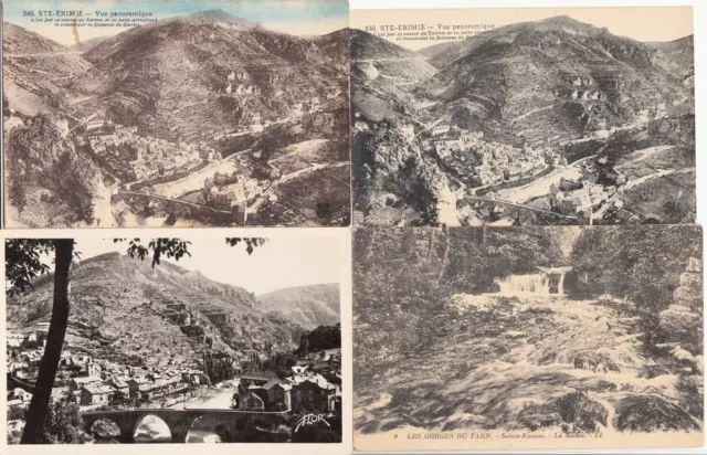 Lot de 4 cartes postales anciennes old postcards SAINTE-ENIMIE LOZÈRE