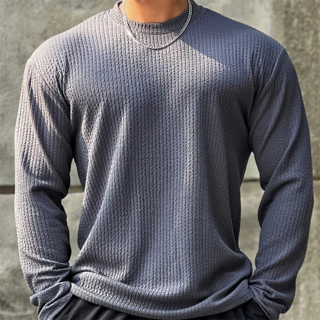Mens Athletic Long Sleeve T-Shirt Fashion Casual Stripes Slim-Fit Shirts Tops 3