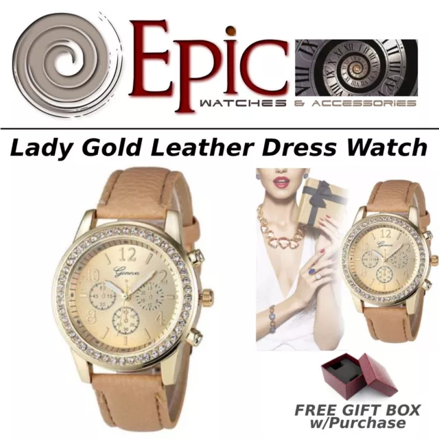 EPIC TIME- Lady Gold- Leather Dress Watch