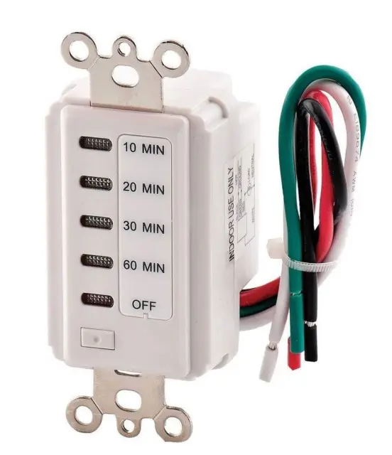 Electrical Bathroom Fan Auto Shut Off Switch Timer, 60-30-20-10 Minute Countdown