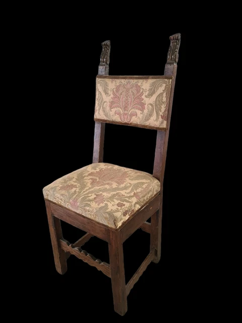 Antigua Silla Barroco Época Xvii Siglo Seicento en Madera De Nuez Anticuario