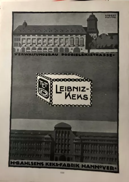 Reklame LEIBNIZ Keks H. Bahlsen Keks-Fabrik Hannover XL 1916 Verwaltungsbau..