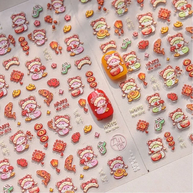 Auiremrti Oster-Nagelsticker Set – 12 Bögen, 3D Osterhasen, Selbstklebend, Für Gel- & Naturnägel