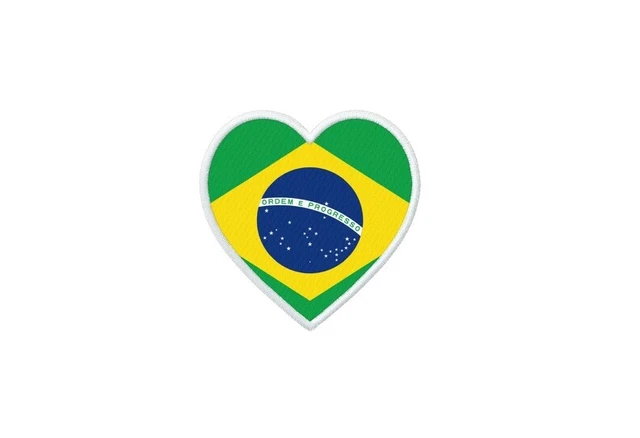Patch aufnaher aufbugler gedruckt Flaggen flagge fahne herzen brasilien BR