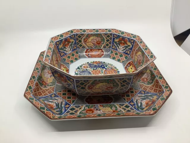 Stunning Large Imari Bowl and Charger Set - Hand-Painted, Vintage