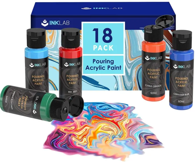Kit de pintura para verter acrílico INK LAB 18 colores pintura acrílica premezclada para verter