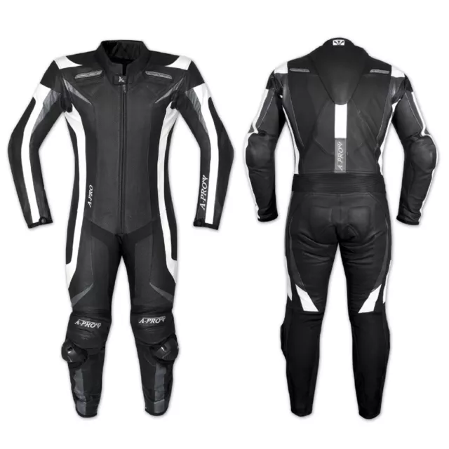 Combinaison 1 pc Cuir Vachette Protections CE Doublure Mesh Moto Motard Noir