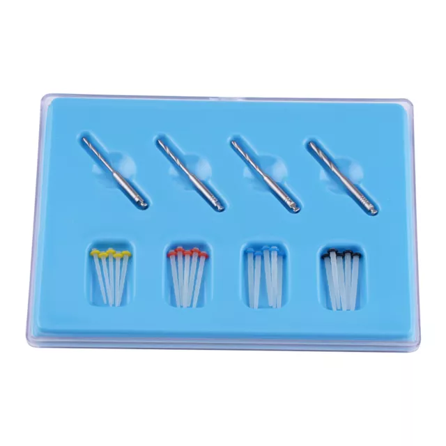 Dental Fiber Set Discolor 20x Fiber Post + 4 Drills Quartz Screw Thread Color le