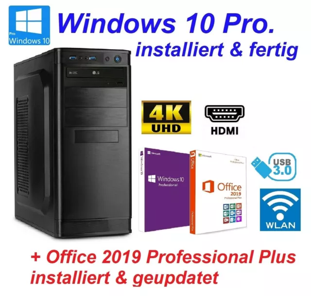 PC Büro COMPUTER QUAD CORE 8GB DDR4 RAM 1000GB SSD komplett Windows 10 Office 55