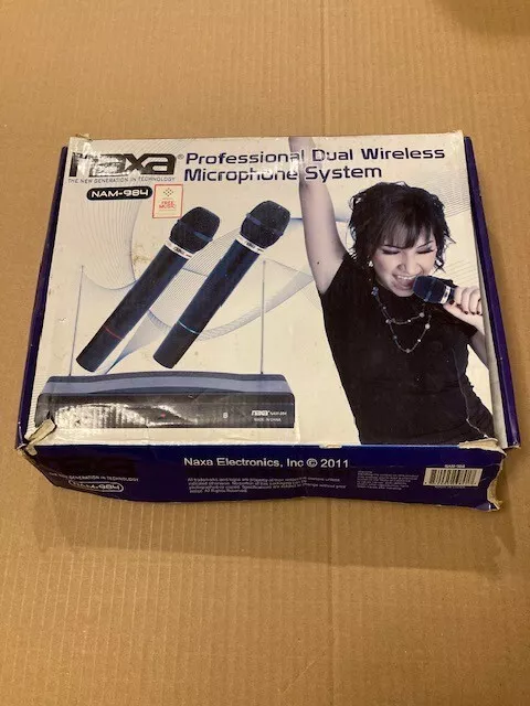 NAXA NAM-984 Dual Handheld Wireless Microphone Kit with Wireless FM