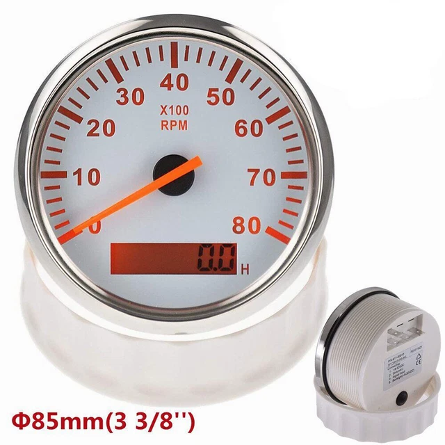 8000RPM DIGITAL MARINE Tachometer Boat Tacho Meter Gauge LCD Hourmeter